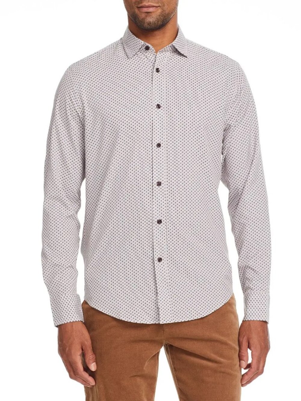 Brooklyn Brigade Tan with Blue Mini Dot Print Performance Shirt/3306